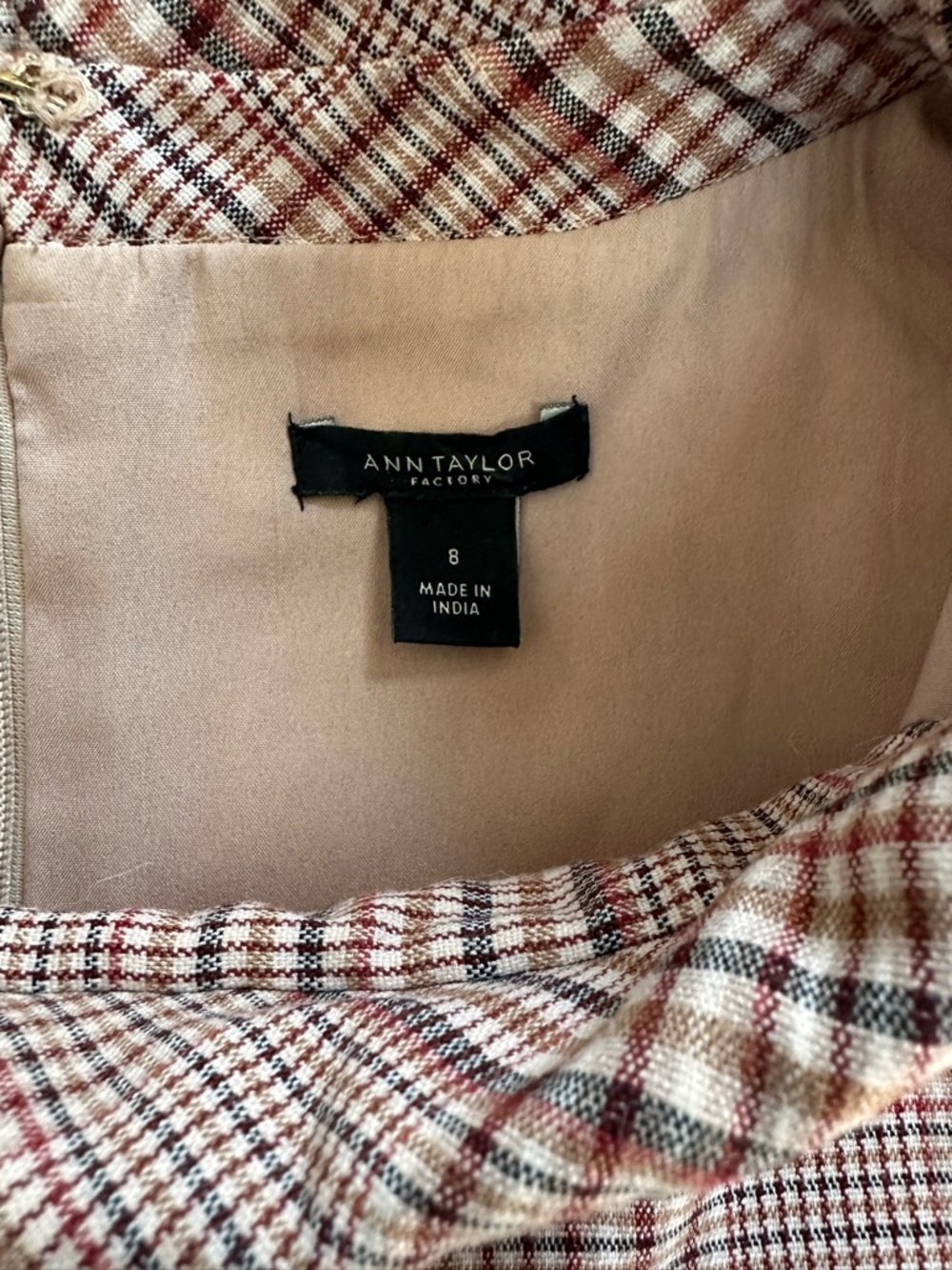 Ann Taylor Sleeveless Plaid Mock Neck Sheath Dress, Size 8  - Picture 9 of 14